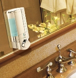 Locking Hotel Shower Soap Dispenser (AVIVA Chrome Translucent) locking-hotel-shower-soap-dispenser-aviva-chrome-translucent