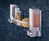 Locking Hotel Shower Soap Dispenser (AVIVA II Satin Silver with Basket) locking-hotel-shower-soap-dispenser-aviva-2-satin-silver-with-basket