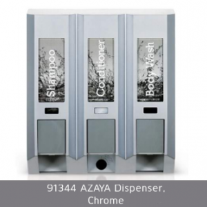 Azaya Chrome shampoo conditioner and body wash dispenser 91344 azaya dispenser chrome on white background dispenser amenities