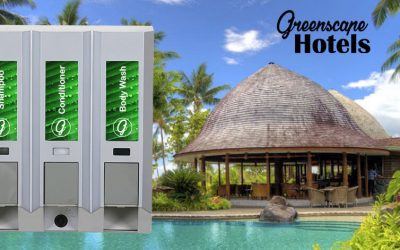 greenscape hotels shampoo conditioner and body wash dispensers connected domed roof hut large pool dispenser amenities