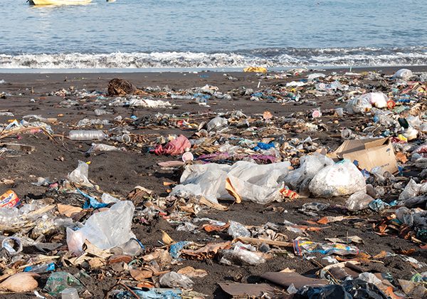 152159220_garbageonbeach-web Trash on a polluted beach, Indonesia